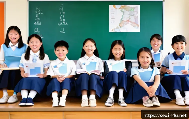 성교육과 성적 금기 - A diverse group of early adolescents sitting in a bright, welcoming classroom environment, engaged i...